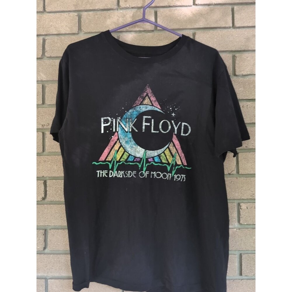 Black Pink Floyd Dark Side of the Moon Rock Band T-Shirt Size: Large